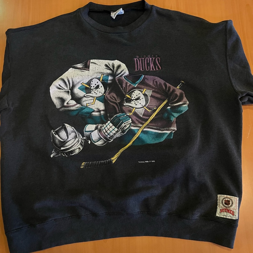Anaheim Ducks Vintage Graphic Crewneck Sweatshirt Nutmeg Mills
